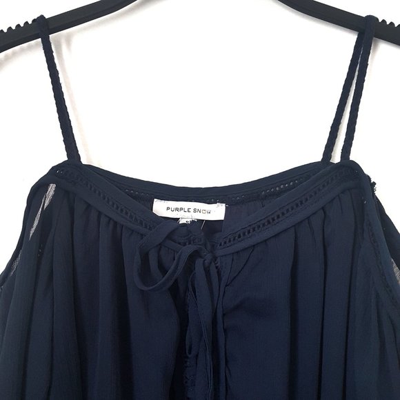 Purple Snow Navy Blue Cold Shoulder Dress - Size S - Picture 2 of 10